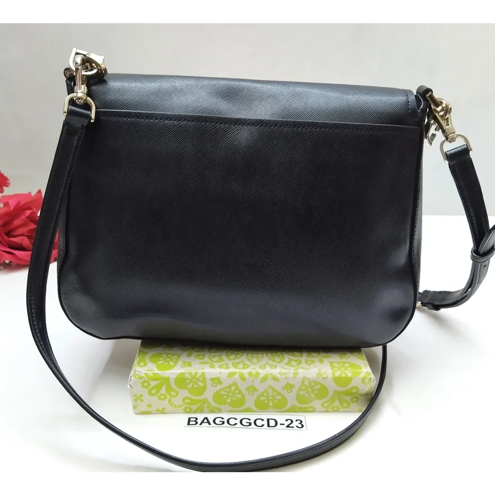 Kate Spade New York Black Leather Flap Closure Crossbody Bag